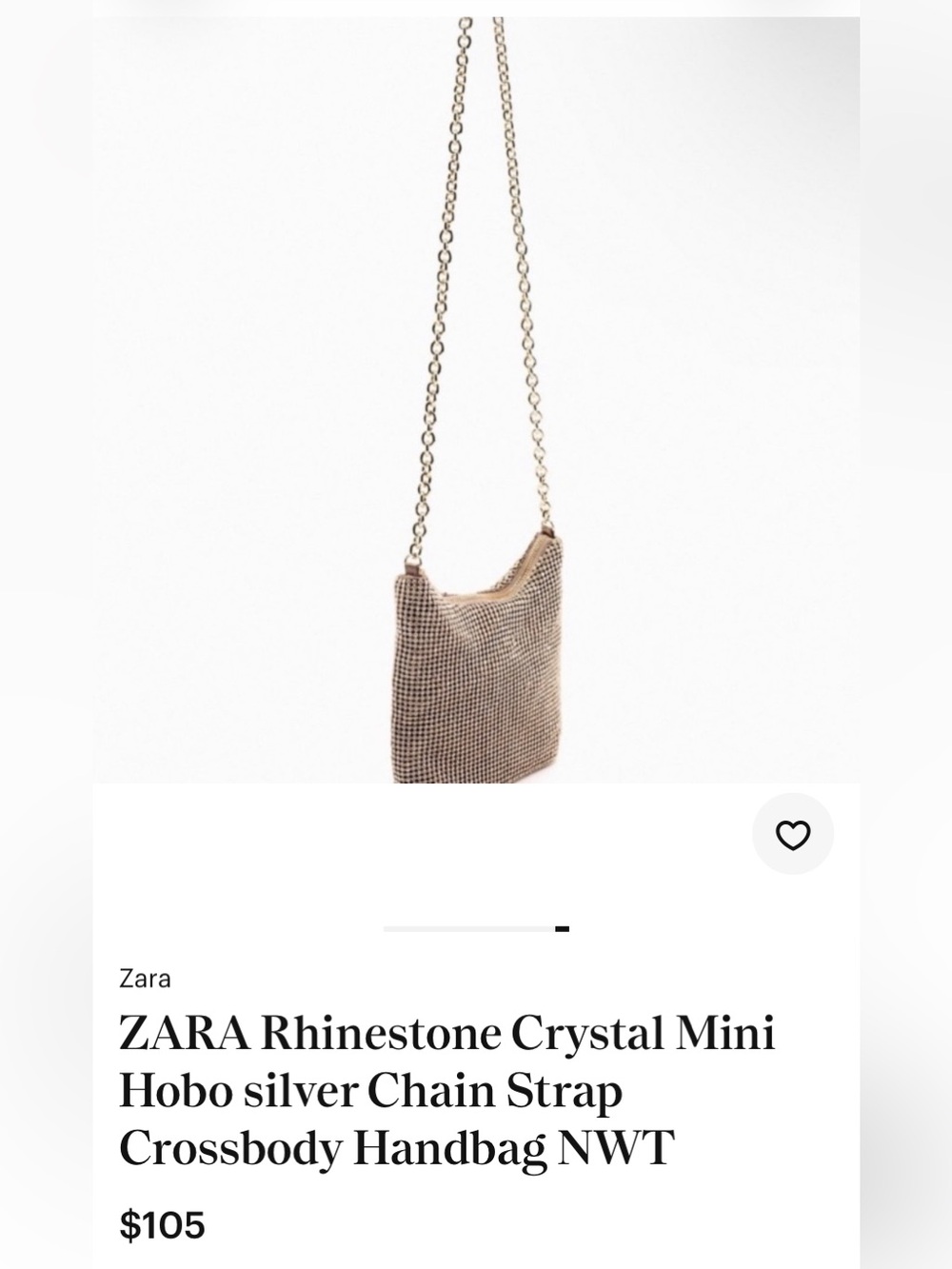Zara Gold-Tone Rhinestone Crystal Crossbody Bag Bloggers Fave Viral NWOT